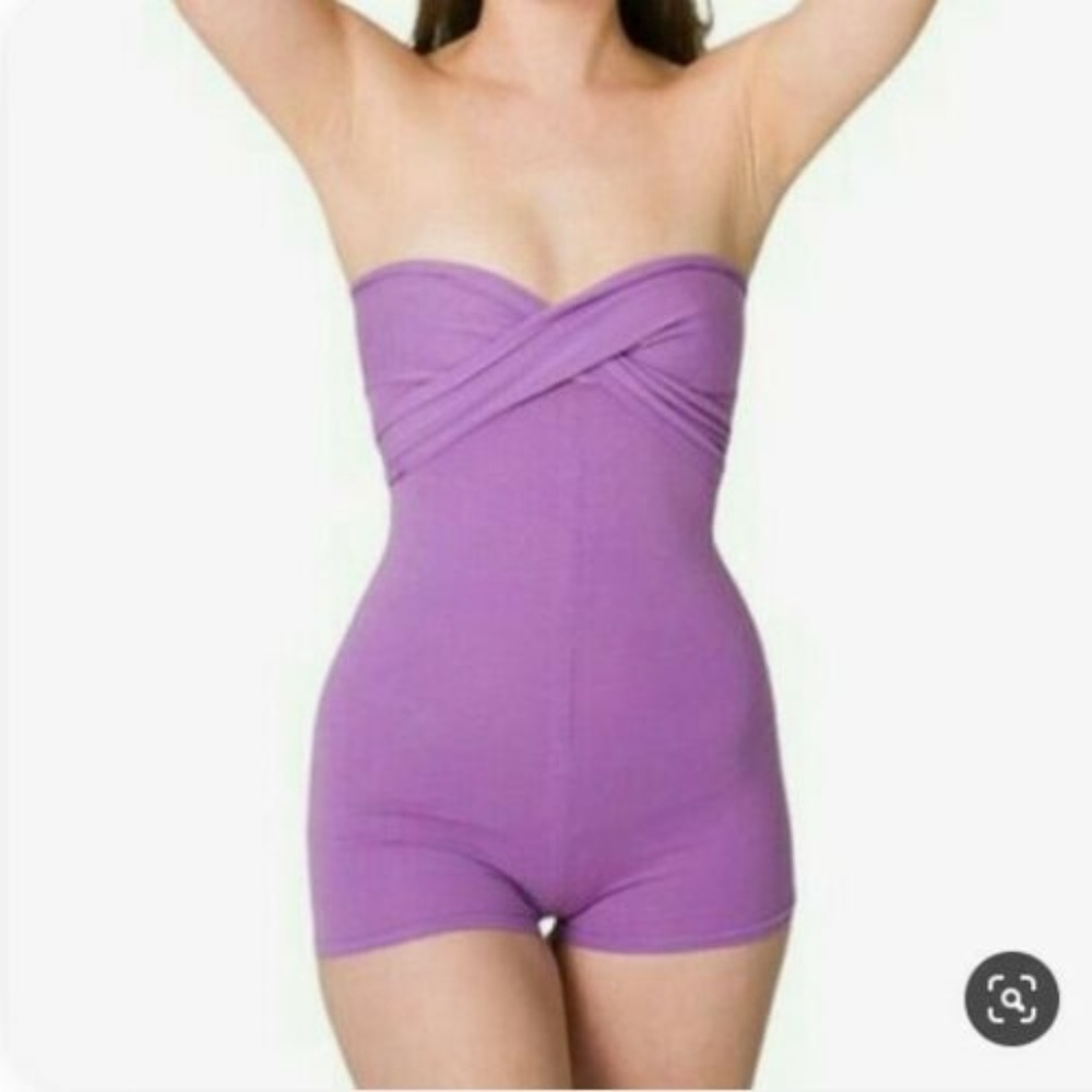American Apparel XS Spandex V Neck Halter Bodysuit
